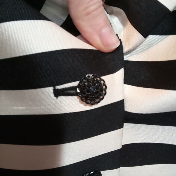 Rickie Freeman for Teri Jon ivory black striped silk wool blend blazer size 6 - Picture 3 of 6